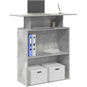 VidaXL Bureau de r&eacute;ception gris b&eacute;ton 100x40x104 bois d'ing&eacute;nierie