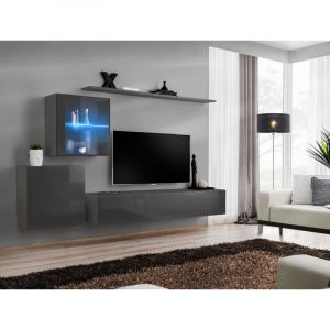 Image de Meuble TV Mural Design " XV" 250cm Gris Prix