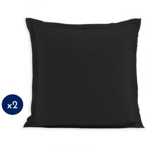 Lot de 2 taies carrées 100% coton Noir 63x63 cm