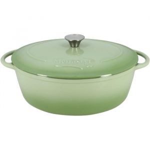 Menastyl Cocotte ovale 6,5L en fonte émaillée verte