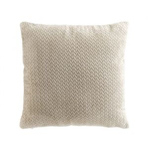 Coussin D&eacute;co 45x45 cm &ndash; Flanelle Relief Unie &ndash; D&eacute;houssable &ndash; Beige