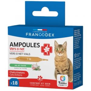 Francodex Ampoules Vers o Net 18 x 1 ml pour Chats et chatons