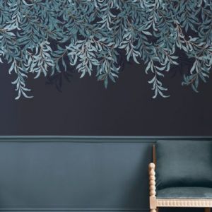 Papier peint panoramique William Morris Willow Bough Navy 400 x 250cm Bleu