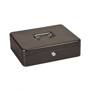 Axentia Caisse à Monnaie en Acier – verrouillable avec clés et Amovible Euro Changement Plateau – Sécurité de Caisse en Bleu et Argent, 30 cm