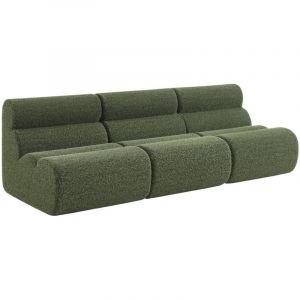 Lot de 3 chauffeuses tissu effet alpaca 1 place - L 81 x P 99 x H 75cm - Nova Tissu Kaki