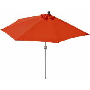 Décoshop26 Demi parasol semi-circulaire balcon terrasse UV 50+ polyester/aluminium 3kg avec une portée de 300 cm Terracotta sans su