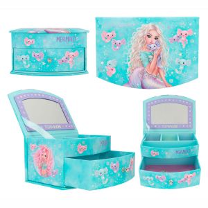 Depesche 12440 TOPModel Mermaid - Petite bo&icirc;te &agrave; Bijoux Turquoise avec Motif de sir&egrave;ne, bo&icirc;te &agrave; Bijoux avec Miroir et Couvercle &agrave; charni&egrave;re