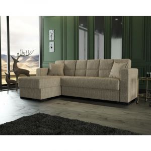 Alter Canap&eacute;-lit conteneur avec p&eacute;ninsule r&eacute;versible, avec 2 coussins, 227 x 80/150 x 81h cm, couleur Beige