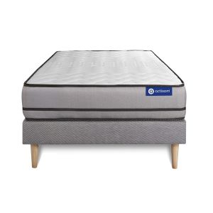 Ensemble matelas ACTILATEX 80x200cm 2 faces à MÉMOIRE DE FORME + LATEX 3zones de confort + sommier KIT gris