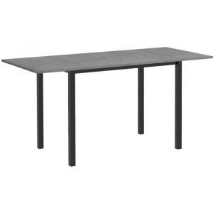 Homcom Table à manger extensible grand plateau 6 personnes acier noir mdf béton ciré - Gris