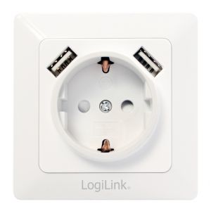 Logilink PA0162 1 prise Prise de courant encastrable avec USB IP20 blanc