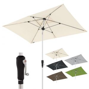 Doppler Parasol pour le jardin rectangulaire en aluminium I Parasol à manivelle de haute qualité I Parasol de jardin pour balcon ou terrasse - parapluie à mât central avec manivelle - 220 x 140 cm