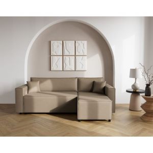 Bestmobilier - Jonas - canapé d'angle réversible 4 places convertible avec coffre en tissu texturé