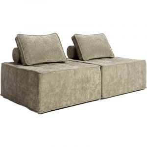 Oviala Canapé modulable 2 places en tissu avec coussins taupe
