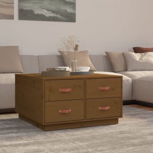 Image de VidaXL Table basse Marron miel 80x80x45 cm Bois massif de pin