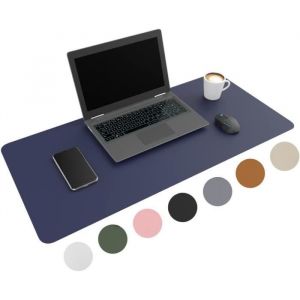 WURK Tapis de bureau professionnel en cuir synth&eacute;tique - Organisateur de bureau - Accessoires de bureau - Tapis de souris XXL- Inclut un clip de c&acirc;ble - 90x45 - Bleu