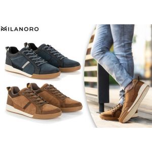 Milanoro - Baskets confortables pour hommes - Bleu marine - Taille 42