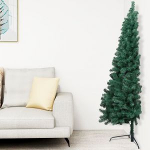 VidaXL Sapin de No&euml;l artificiel moiti&eacute; avec support Vert 180 cm PVC
