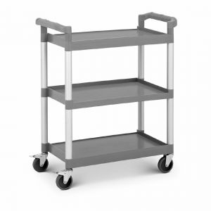 Chariot de service cuisine en plastique roulette 3 plateaux 60 kg gris 14_0000954