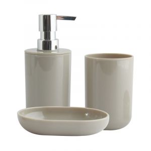 MSV Lot de 3 accessoires de salle de bain inagua Taupe