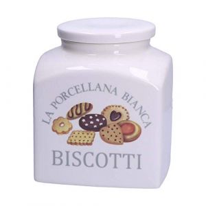 La Porcelaine Blanche - Biscuit Porcelaine D&eacute;cor&eacute;e dans une bo&icirc;te cadeau - Conserve, bocaux et r&eacute;cipients - Pots de cuisine - Porcelaine - 3500 cc ; 15,5 x 15,5 x h 20 cm