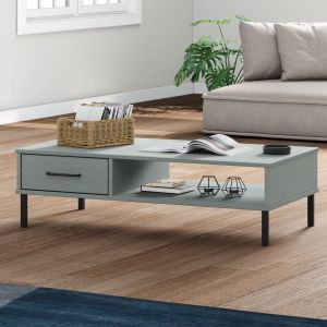 VidaXL Table basse avec pieds en métal Gris Bois pin massif OSLO