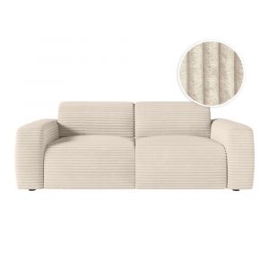 Loungitude Canap&eacute; convertible couchage 140x190cm matelas 17cm velours beige