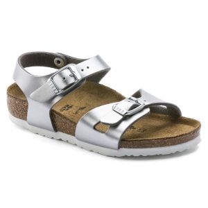 Birkenstock Rio, Sandales Bride Cheville Filles, Argenté Electric Metallic Silver, 33 EU