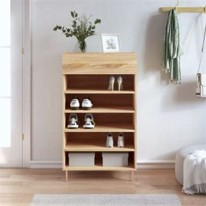 VidaXL Armoire à Chaussures, Étagère à Chaussures avec Tiroir et Pieds, Meuble à Chaussures avec 5 Compartiments Salon, Chêne Sonoma Bois d'Ingénierie