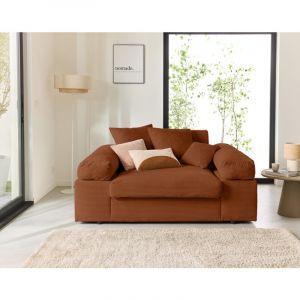 Lisa Design - Aspen - fauteuil xl - assise profonde - velours côtelé - terracotta
