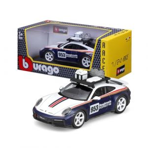 Bburago Porsche 911 Dakar - Modèle réduit réaliste à l'échelle 1:24, réplique Diecast avec Portes ouvrables, Licence Officielle Porsche, âge recommandé 3+ Ans