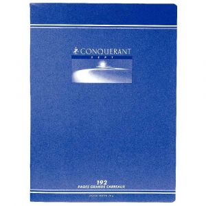 Conquerant 100104322 - Cahier Sept piqué 24 x 32 cm 192 pages 70g/m², Grands carreaux