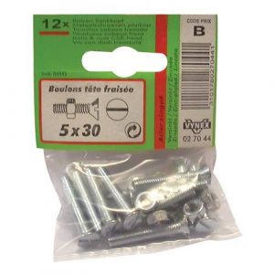 Vynex Boulon à tête fraisée - acier zingué - 6x60 mm - Boulon tête fraisée