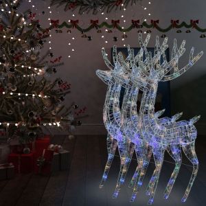 VidaXL Rennes de Noël XXL Acrylique 250 LED 3 pcs 180 cm Multicolore