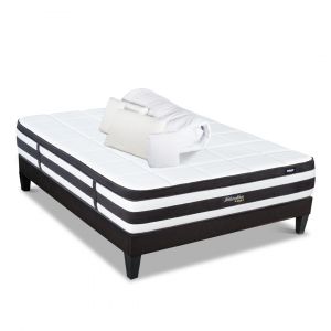 BELLECOUR LITERIE - Pack Prêt à dormir FONTAINEBLEAU 160x200 cm - Matelas Ressorts ensachés + Sommier + Accessoires