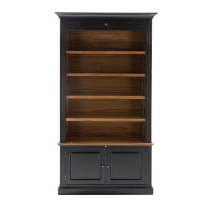 Signature Bibliothèque 2 portes en acacia massif noir H240 cm