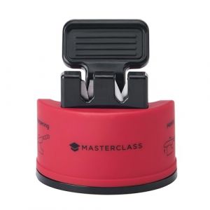 Master class MasterClass Smart Sharp double aiguiseur de couteaux avec 2 couteaux pour aiguiser et affûter les couteaux en acier inoxydable et en céramique, rouge