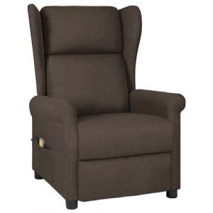 VidaXL Fauteuil de massage Marron foncé Tissu