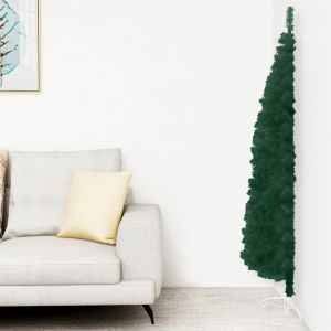 VidaXL Demi sapin de Noël artificiel mince avec support Vert 150 cm