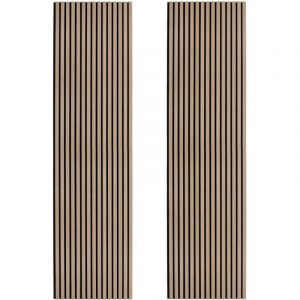 Monster shop 2 x Panneaux Lattes Acoustiques Muraux Noyer Clair Placage D&eacute;coratif 240cm/60cm