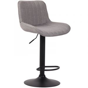 CLP Tabouret de bar Lentini en Tissu avec Piètement trompette en Métal gris Métal noir mat