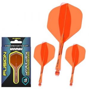 Winmau Fusion Fluoro Orange Fléchette Courte intégrée et système de Tige – 1 Jeu par Paquet (3 ailettes et tiges au Total)