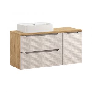 Meuble simple vasque 120cm Mallory Beige et bois
