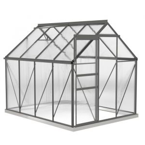Outsunny Serre de jardin - 48 m² - avec fondation lucarne réglable porte coulissante - polycarbonate 19x253x199m transparent