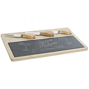 DKD Home Decor Planche à découper Noir Bambou Ardoise (4 pièces) (33 x 19 x 2,4 cm) (Référence : S3025787)