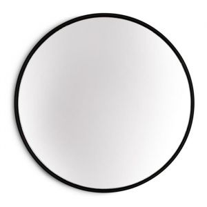 Elegance by Casa Chic - Miroir Mural Noir en métal - Rond 80 cm de diamètre Métal galvanisé - Idéal pour la Salle de Bain et Le Salon - Noir
