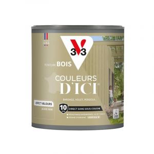 V33 Peinture bois extérieur Couleurs d'Ici V une kaki Velours 0,5L - Jaune kaki