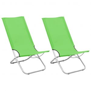 Image de VidaXL Chaises de plage pliables 2 pcs Vert Tissu - Vert