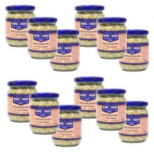 Image de Reine de dijon Lot 12x Moutarde &agrave; l'ancienne - pot 190g