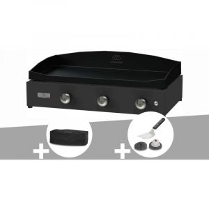 Le Marquier Plancha Pure 375 noire gaz + Housse de protection + Kit de nettoyage
